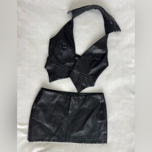 I.AM.GIA Black Faux Leather Skirt Set